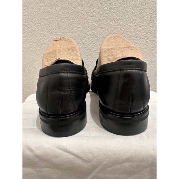 Flattered Sara Black Leather Slip On Almond Toe Flats Penny Loafers - Picture 3 of 9